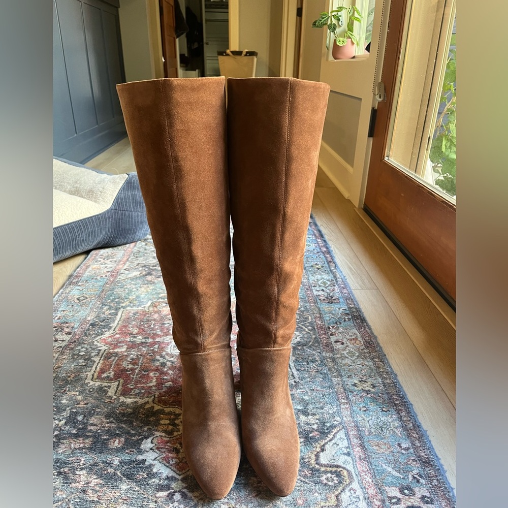 Brown Suede Knee-High Boots